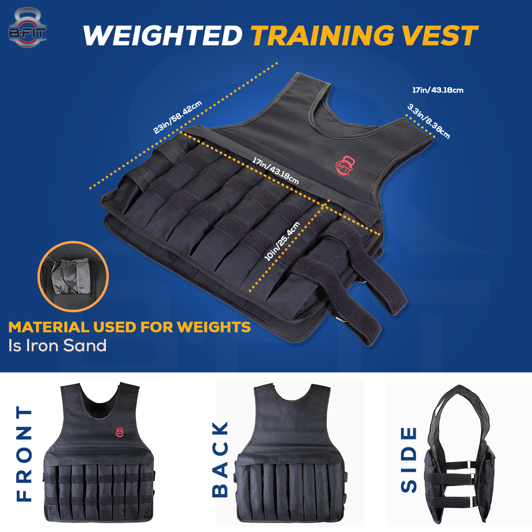 B Fit Weighted Vest Adjustable Weight 10-25 Kg for Workout Strength Training Running Fitness Muscle Building Weight Loss Weightlifting