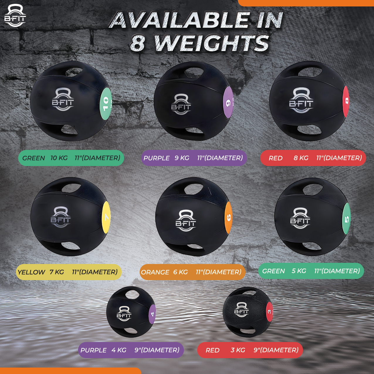 B Fit Dual Grip Medicine Ball 6 Kgs for Fitness Weighted Balance Plyometric Training Muscle Build