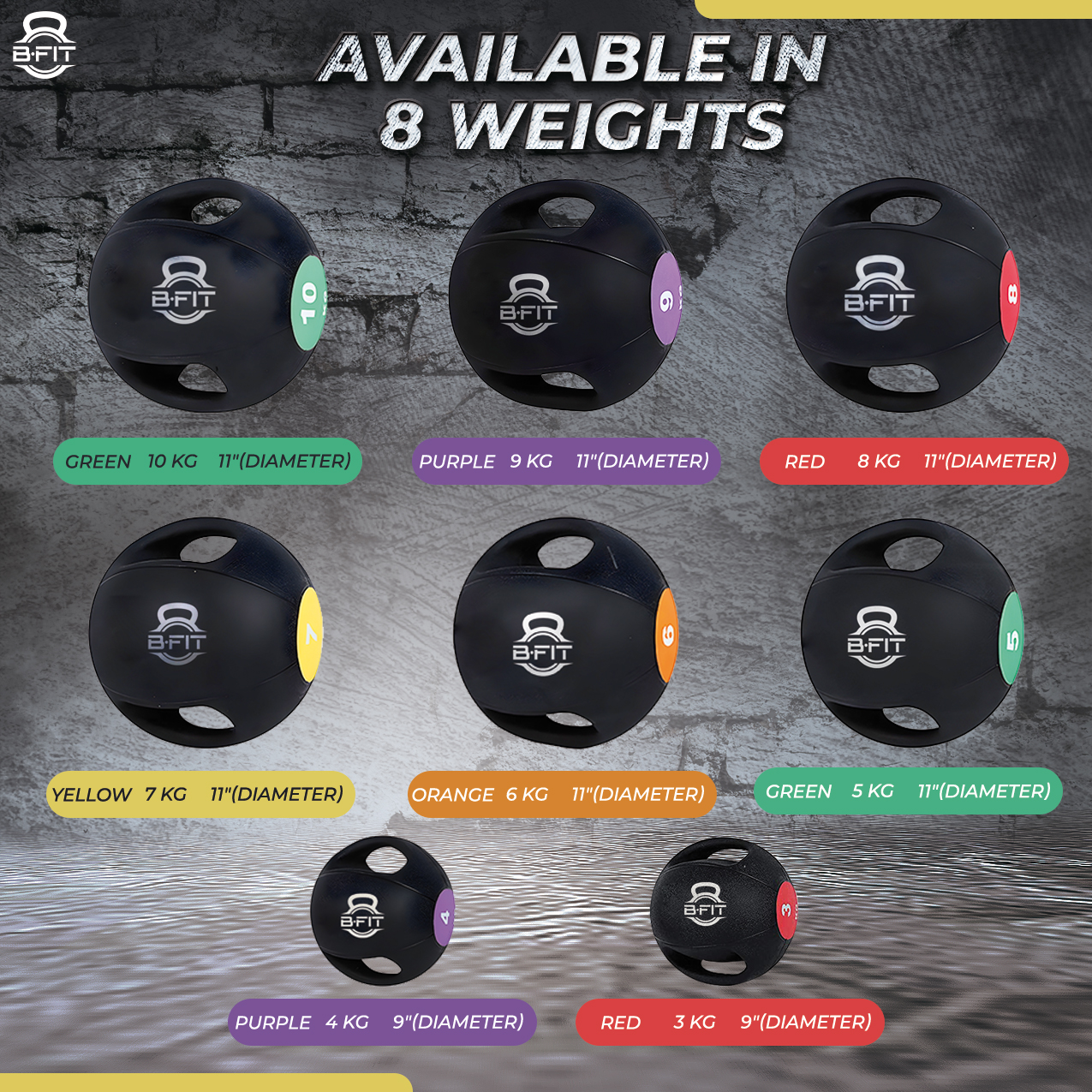 B Fit Dual Grip Medicine Ball 7 Kgs for Fitness Weighted Balance Plyometric Training Muscle Build