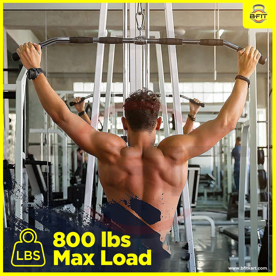 B fit Solid Steel Pro-Grip Lat Bar 48 Inch