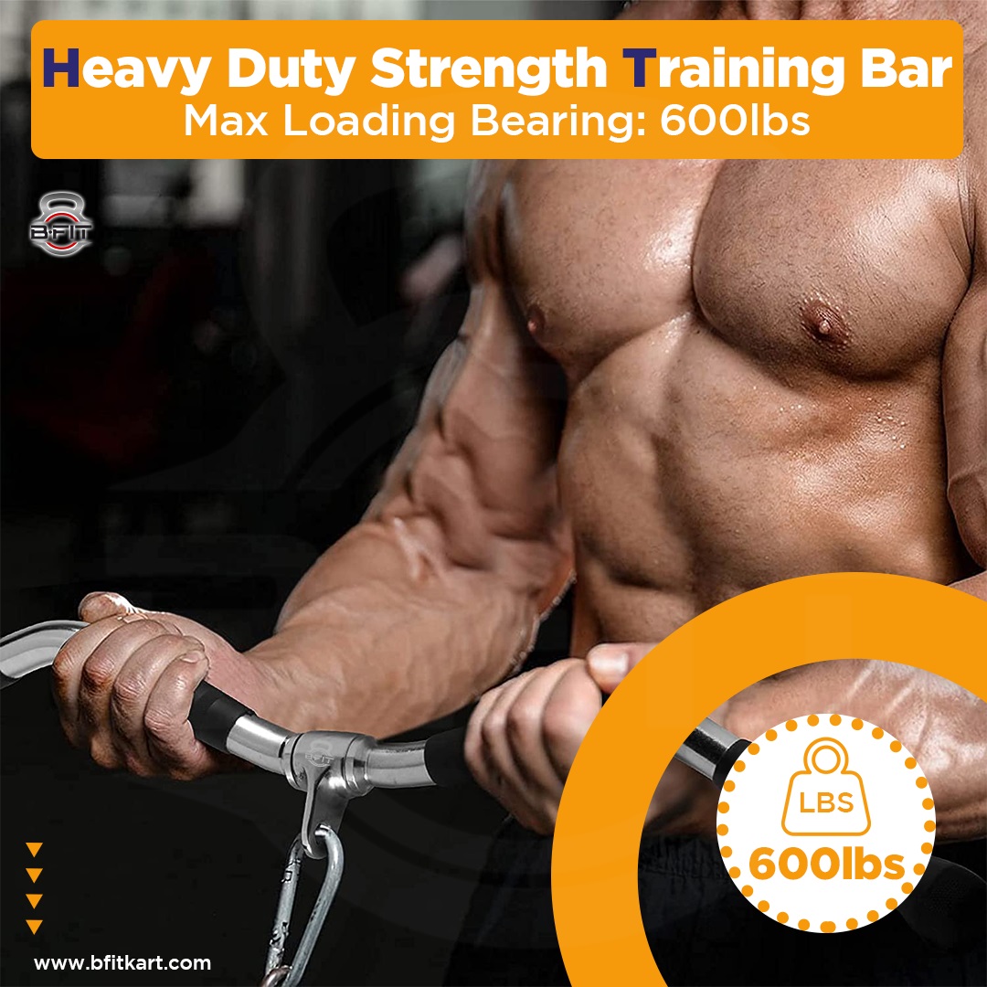 B fit Solid Steel Pro-Grip Curl Bar 28 Inch