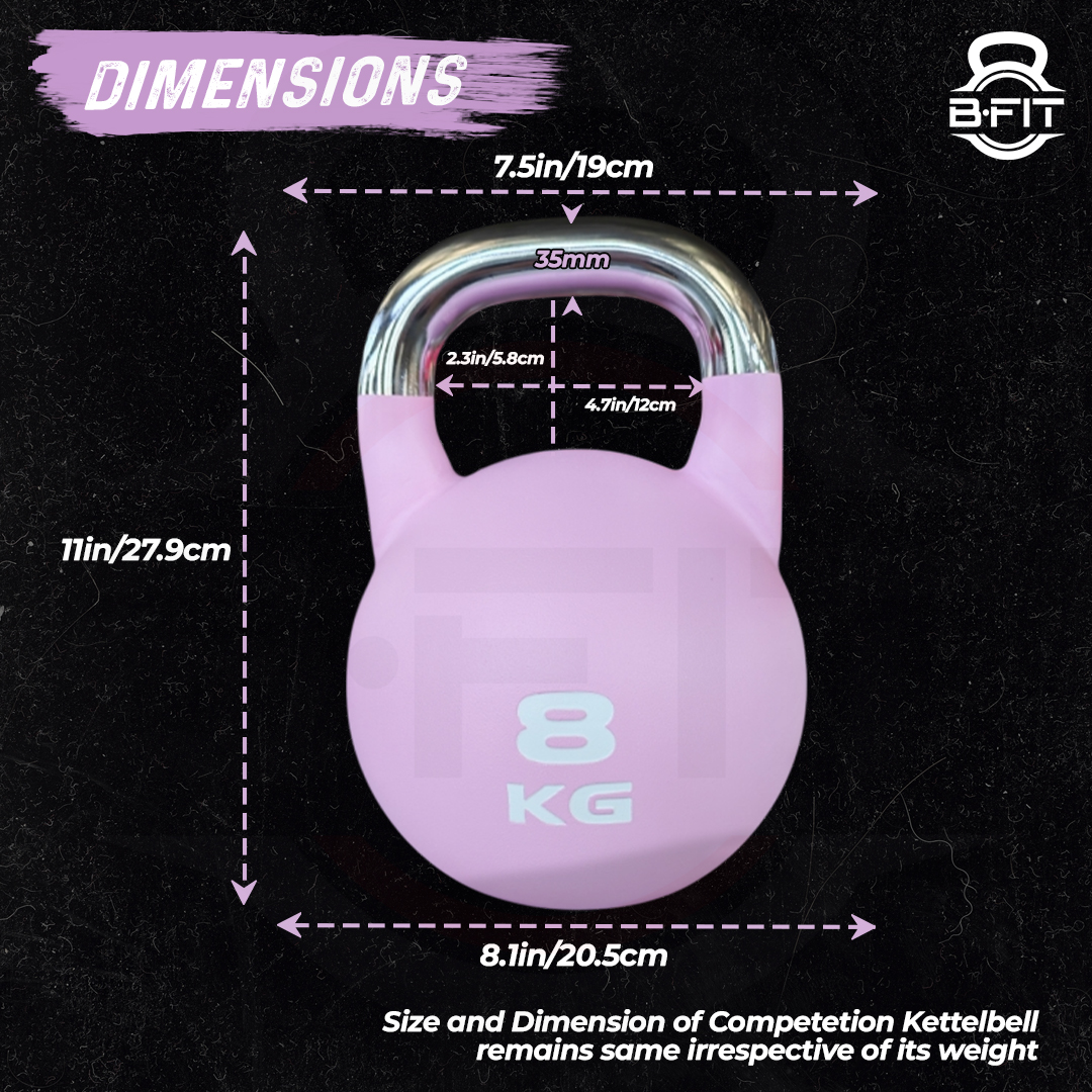 B Fit Matte Finish Competition Kettlebell 8 Kg Weight Workout Gym Equipment and Strength training sets for Women and Men for Home Gym - Suitable for Repetition Workouts