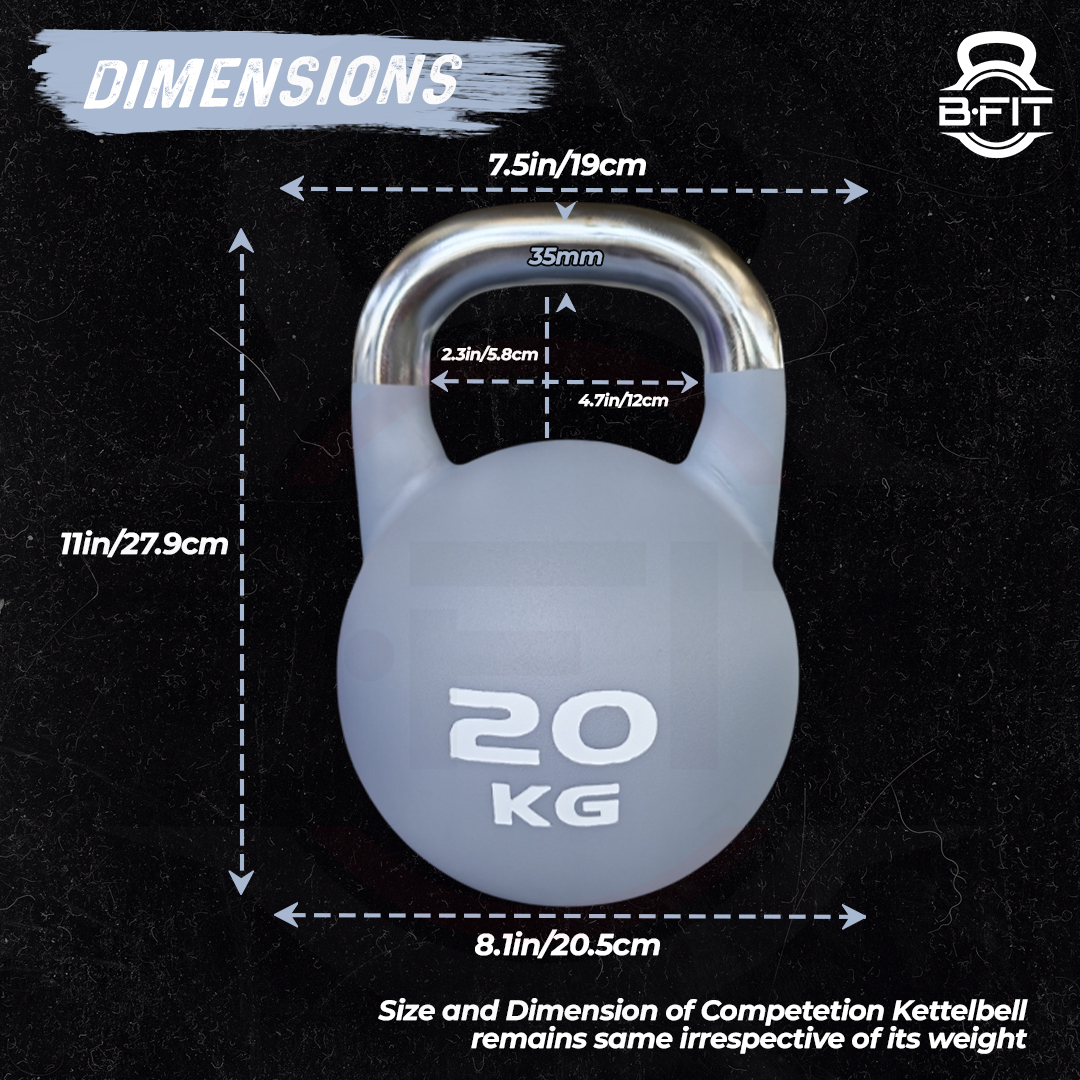 B Fit Matte Finish Competition Kettlebell 20 Kg Weight Workout Gym Equipment and Strength training sets for Women and Men for Home Gym - Suitable for Repetition Workouts