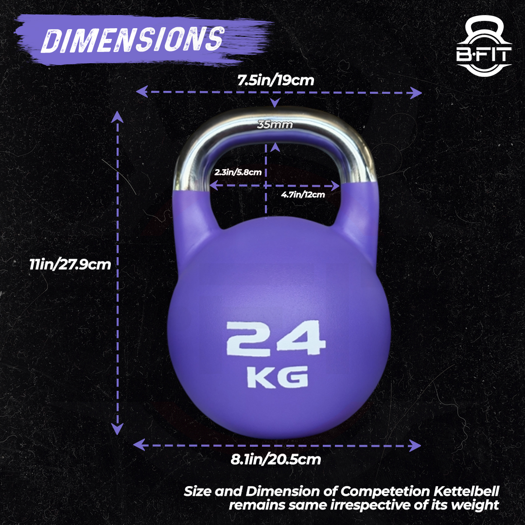B Fit Matte Finish Competition Kettlebell 24 Kg Weight Workout Gym Equipment and Strength training sets for Women and Men for Home Gym - Suitable for Repetition Workouts