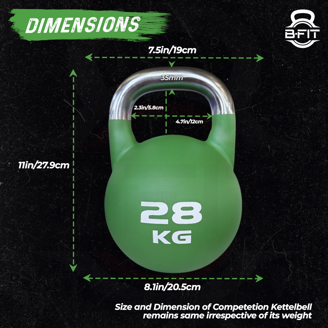 B Fit Matte Finish Competition Kettlebell 28 Kg Weight Workout Gym Equipment and Strength training sets for Women and Men for Home Gym - Suitable for Repetition Workouts