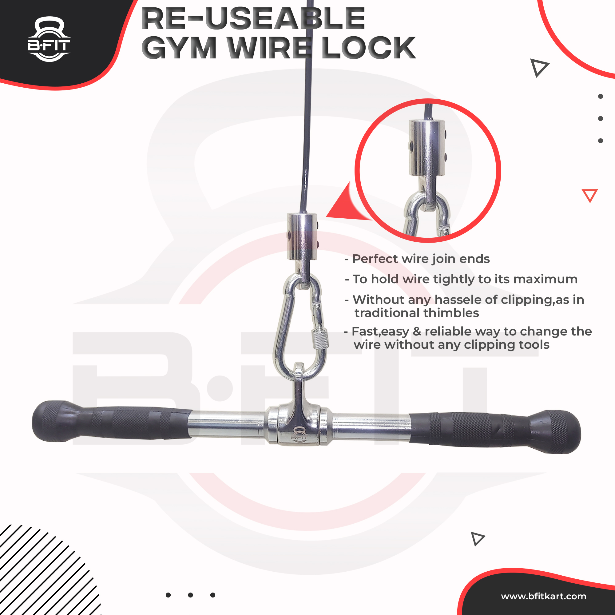 B Fit Solid and Heavy Gym Wire Lock Set with Bolts and L Key