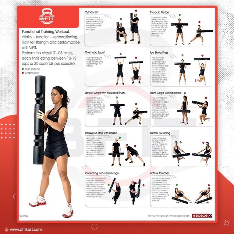 B Fit ViPR Fitness Tube Functional Training Rubber VIPR Weight Bar 6 Kg