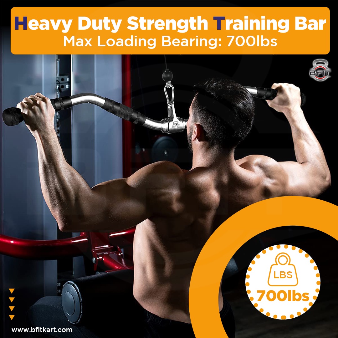 B fit Solid Steel Pro-Grip Curl Bar 38 Inch