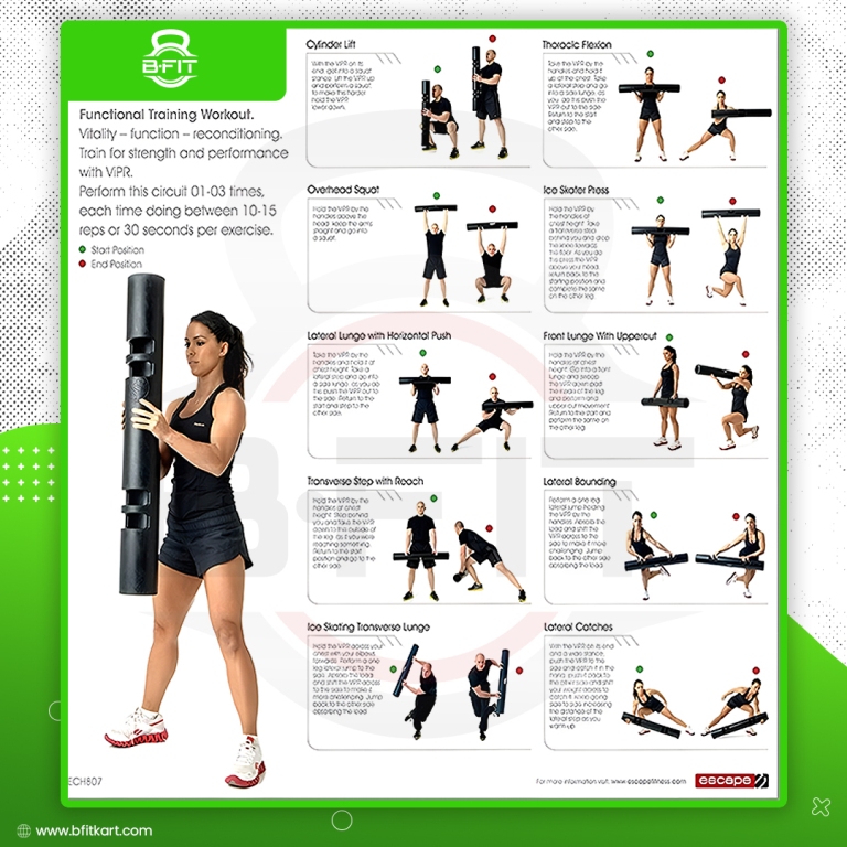 B Fit ViPR Fitness Tube Functional Training Rubber VIPR Weight Bar 10 Kg