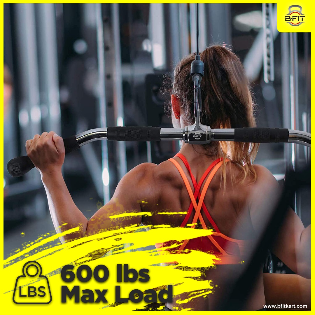 B fit Solid Steel Pro-Grip Lat Bar 33 Inch