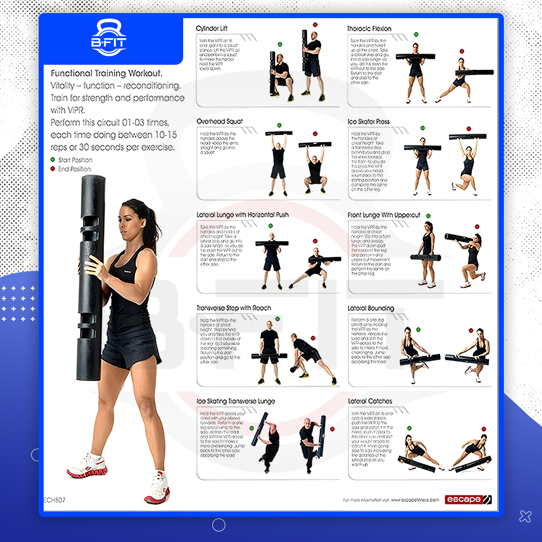 B FIT ViPR Fitness Tube Functional Training Rubber VIPR Weight Bar 12 Kg