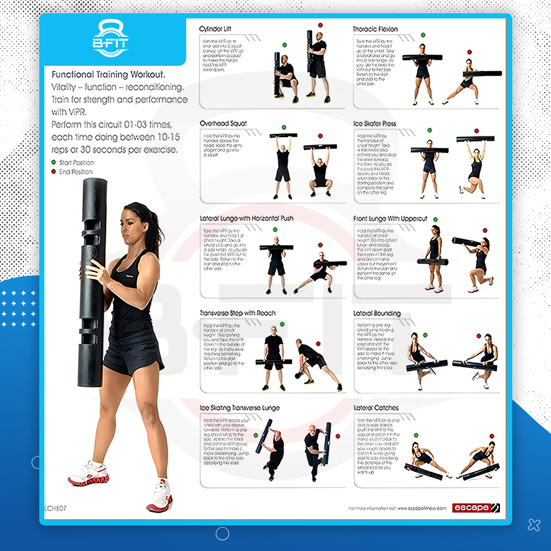 B Fit ViPR Fitness Tube Functional Training Rubber VIPR Weight Bar 2 Kg