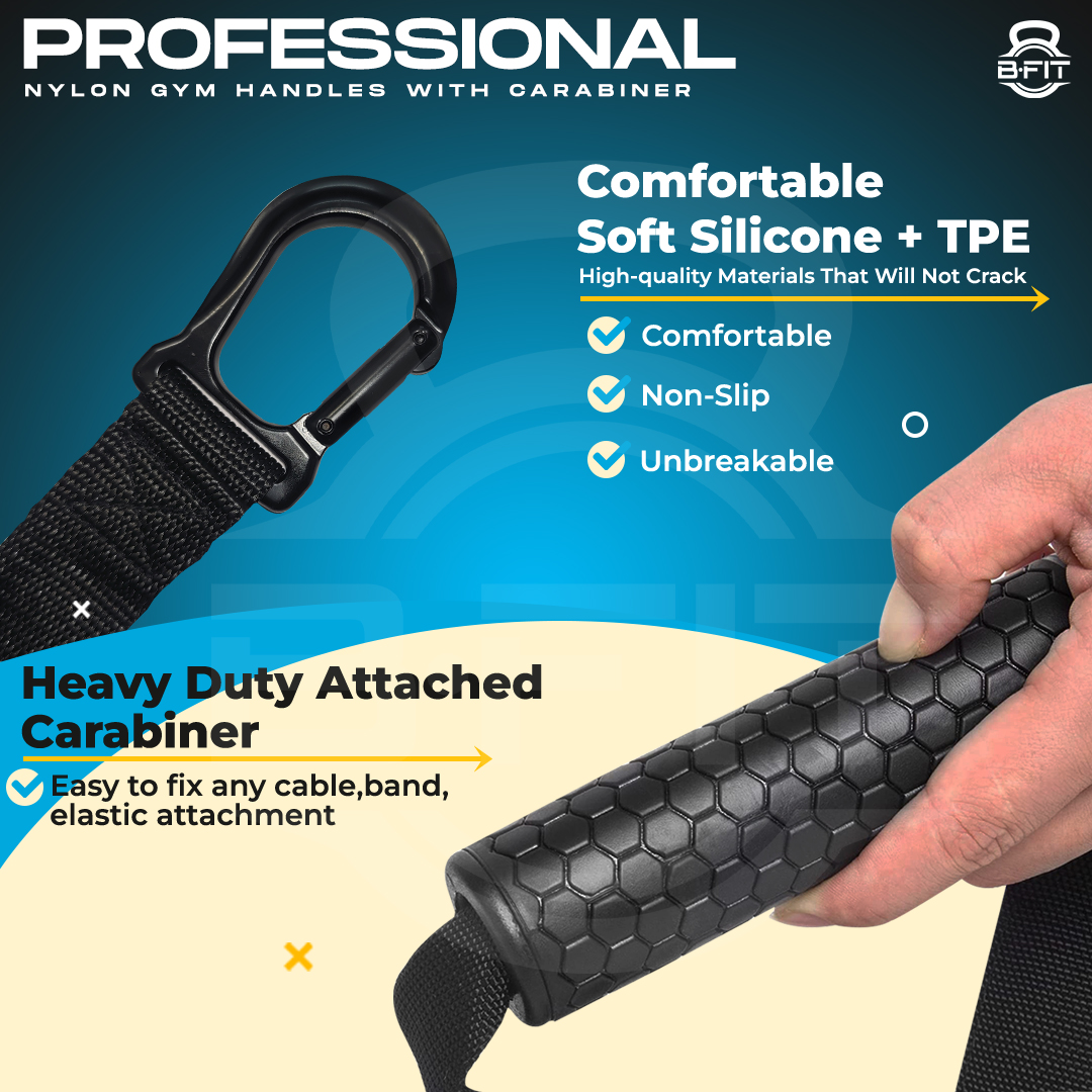 B Fit Super Heavy Nylon Gym Handle with big and heavy snap hooks