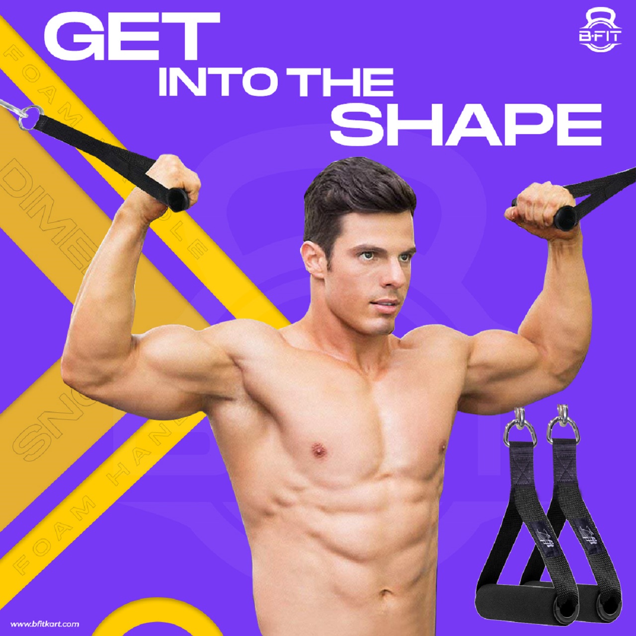 B Fit Heavy Duty Nylon Gym Handle with steel pipe