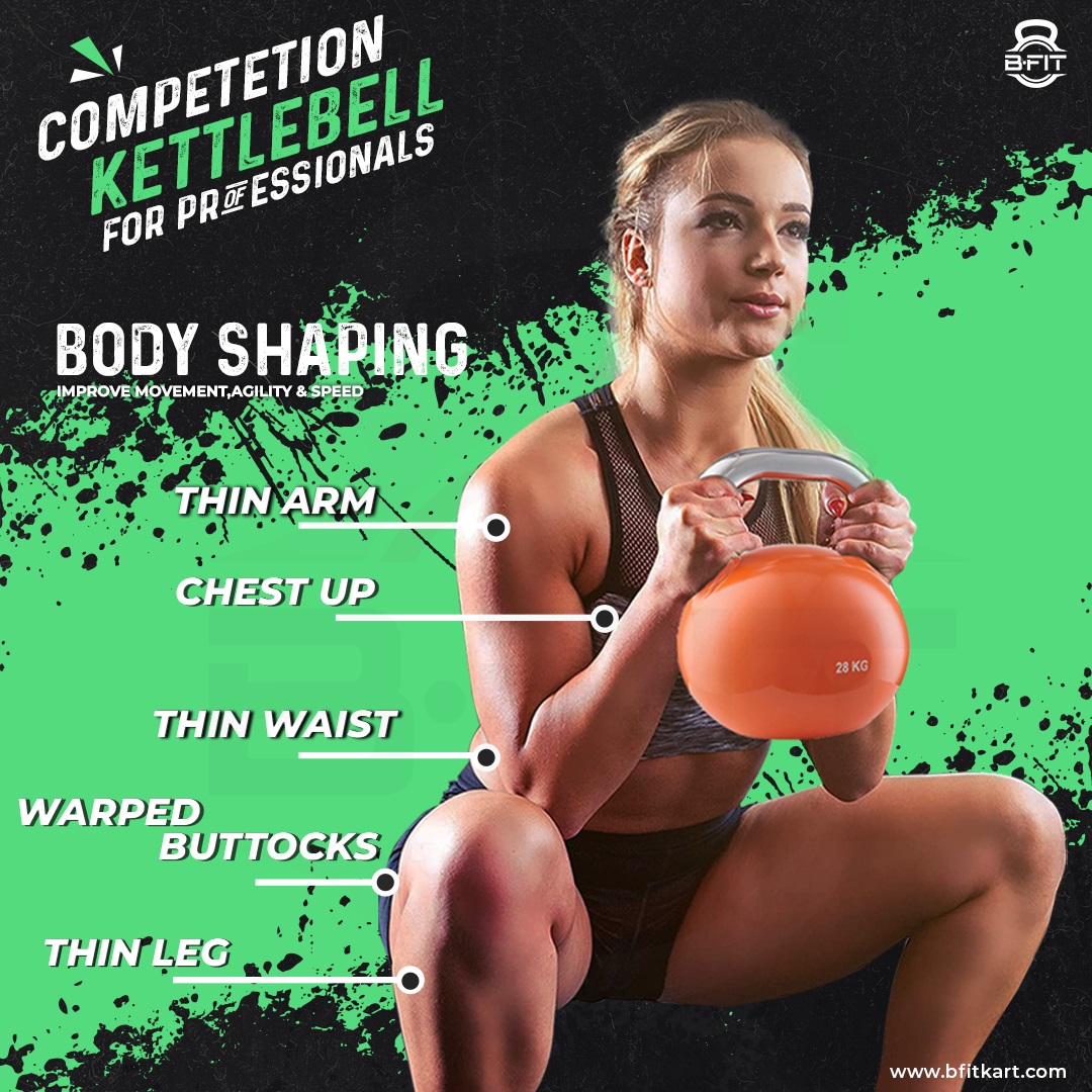 B Fit Competition Kettlebell 24 KG Professional Grade Kettlebell for Fitness Weightlifting Core Training