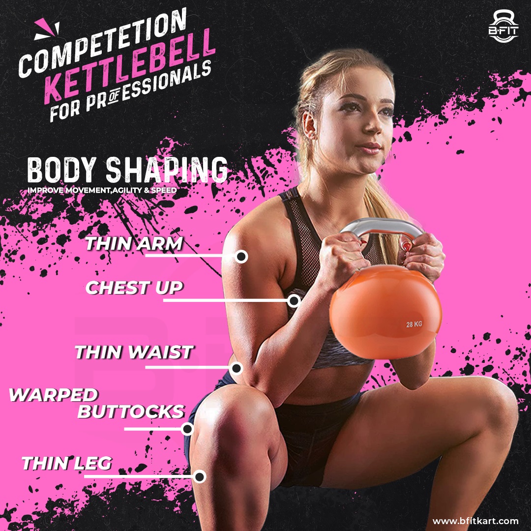 B Fit Competition Kettlebell 32 KG Professional Grade Kettlebell for Fitness Weightlifting Core Training