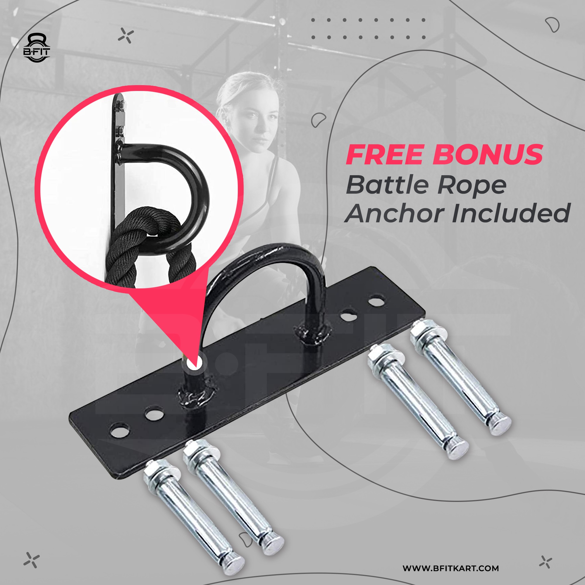 B Fit Battle Rope Length 50 Feet 15 Thick with Anchor Kit Full Body Workout Equipment to Lose Fat Boost Strength Fast Efficient Heavy Rope