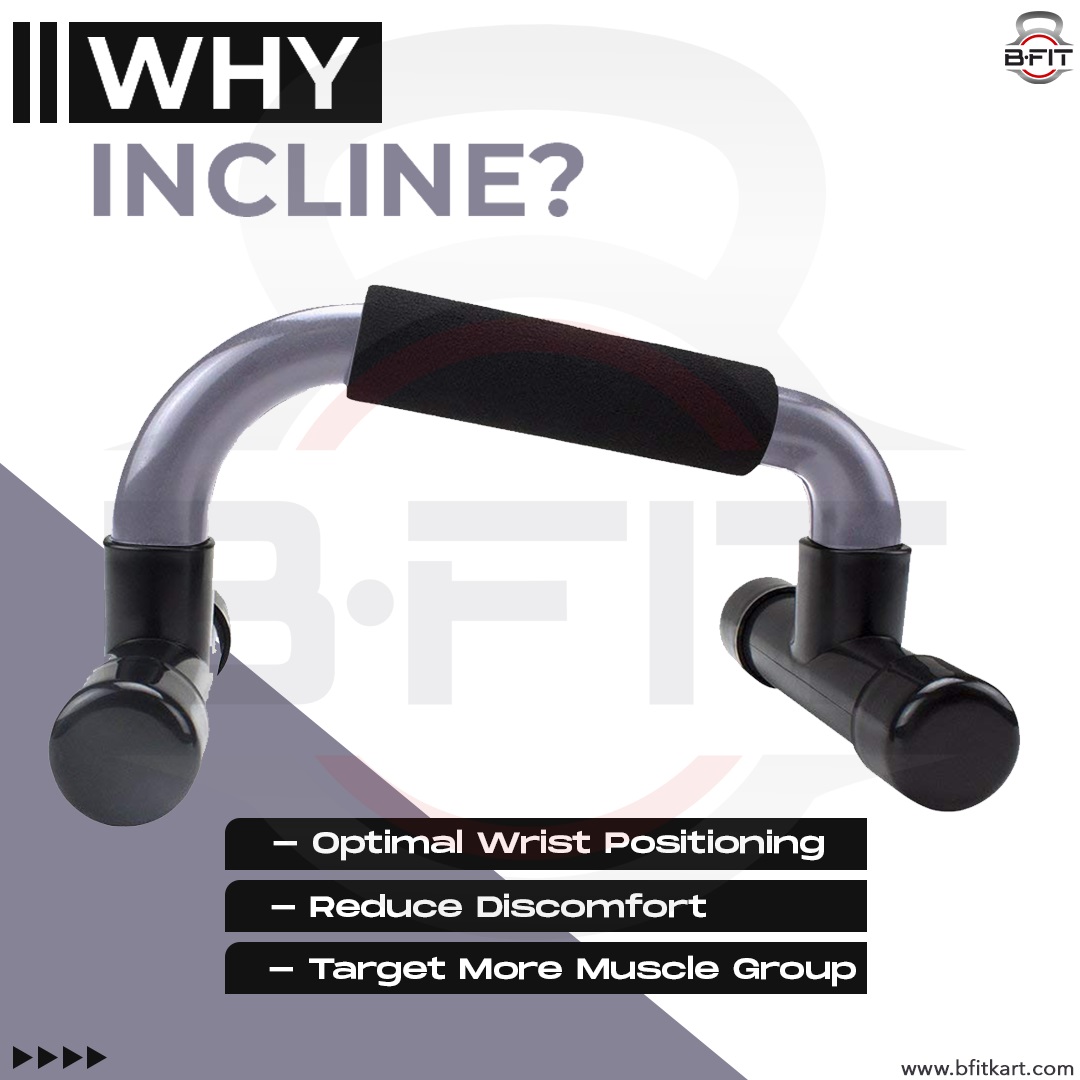B Fit Push Up Bar Set of 2 Incline Pushup Stands for Home Fitness Training - Gymnastics Inspired Asymmetric Bars Allow Greater Range of Motion Stable Comfortable Grips - Build Strength Faster