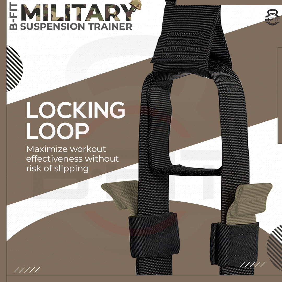 B Fit All-in-One Suspension Trainer - Home-Gym System In Attractive Military Color