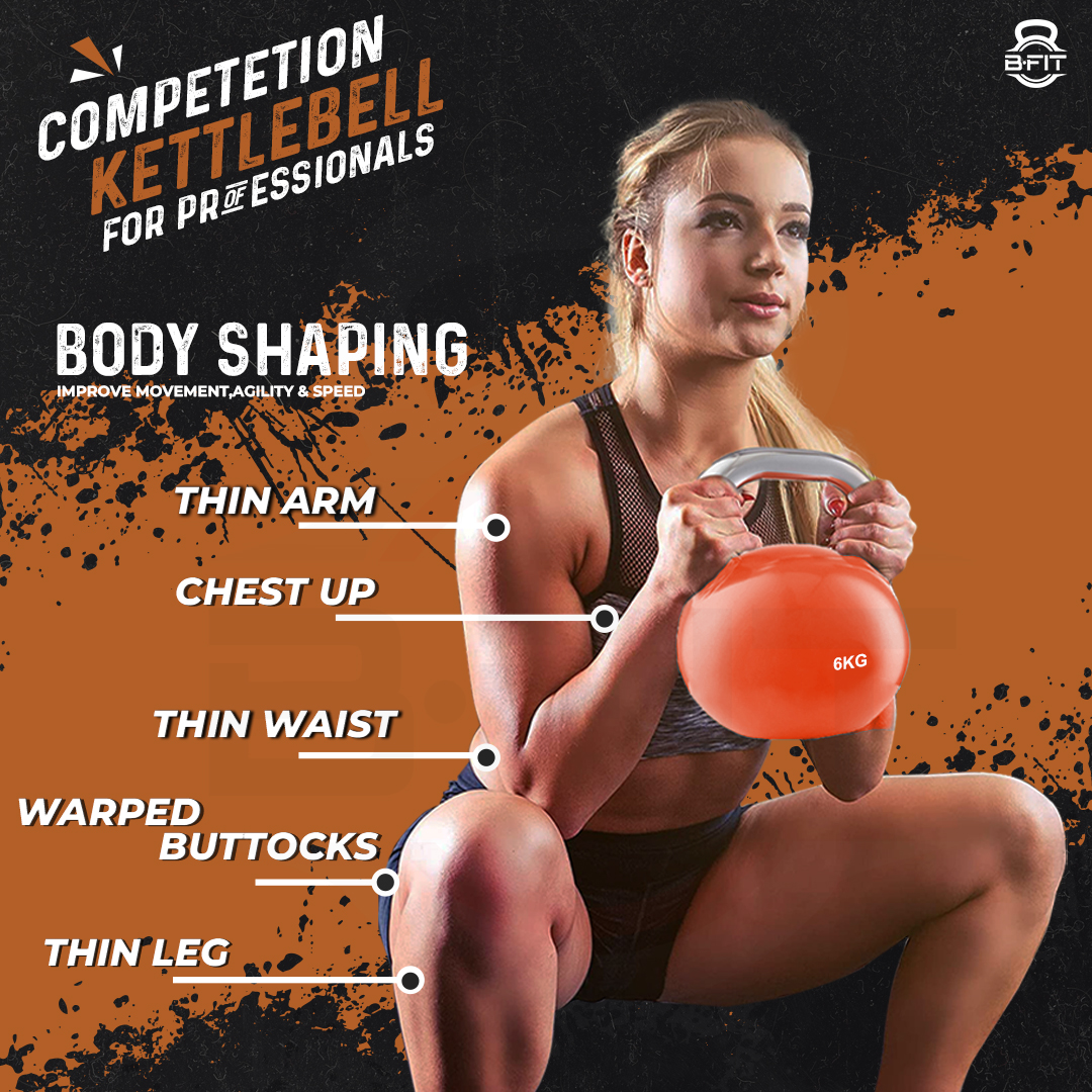 B Fit Competition Kettlebell 6 KG Professional Grade Kettlebell for Fitness Weightlifting Core Training