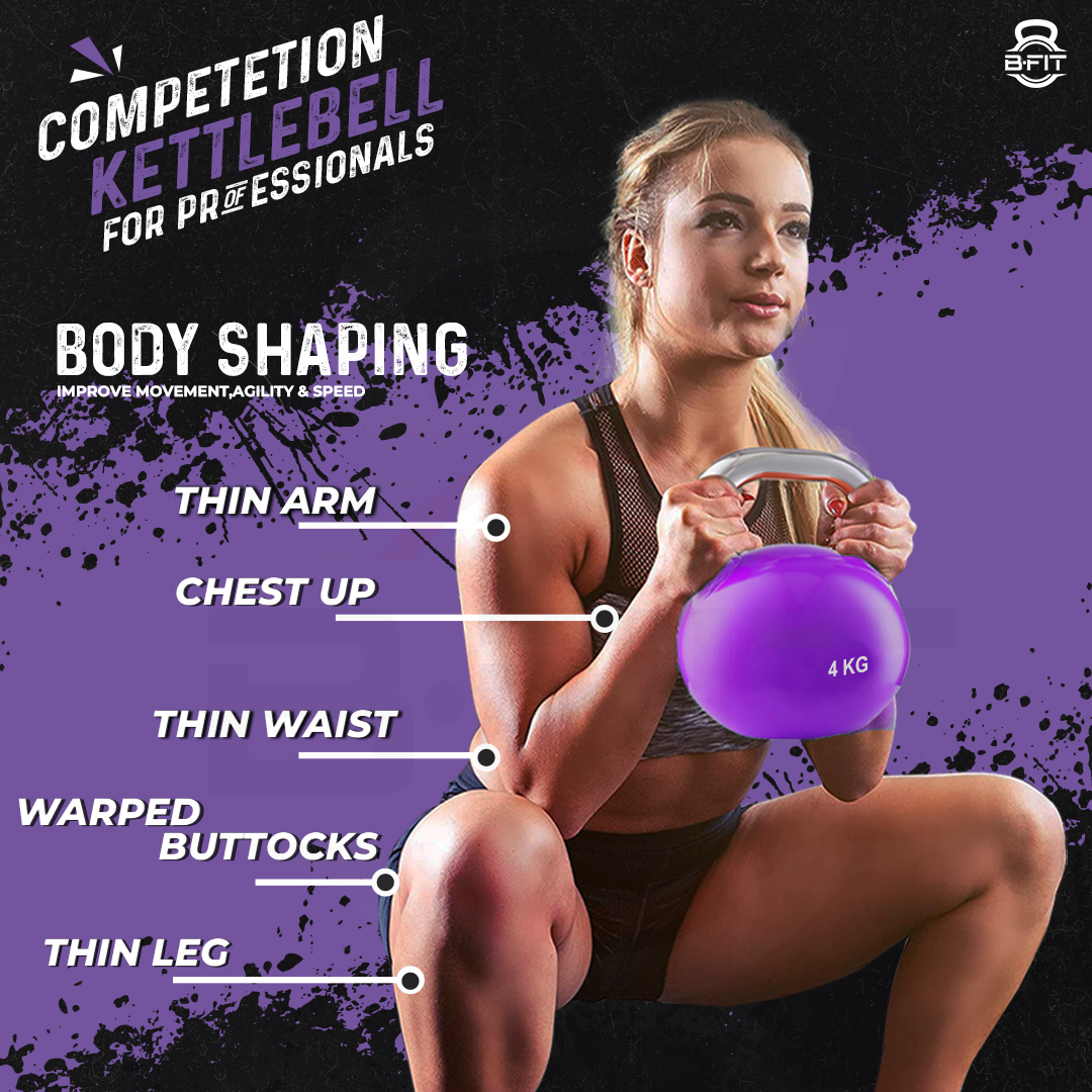 B Fit Competition Kettlebell 4 KG Professional Grade Kettlebell for Fitness Weightlifting Core Training