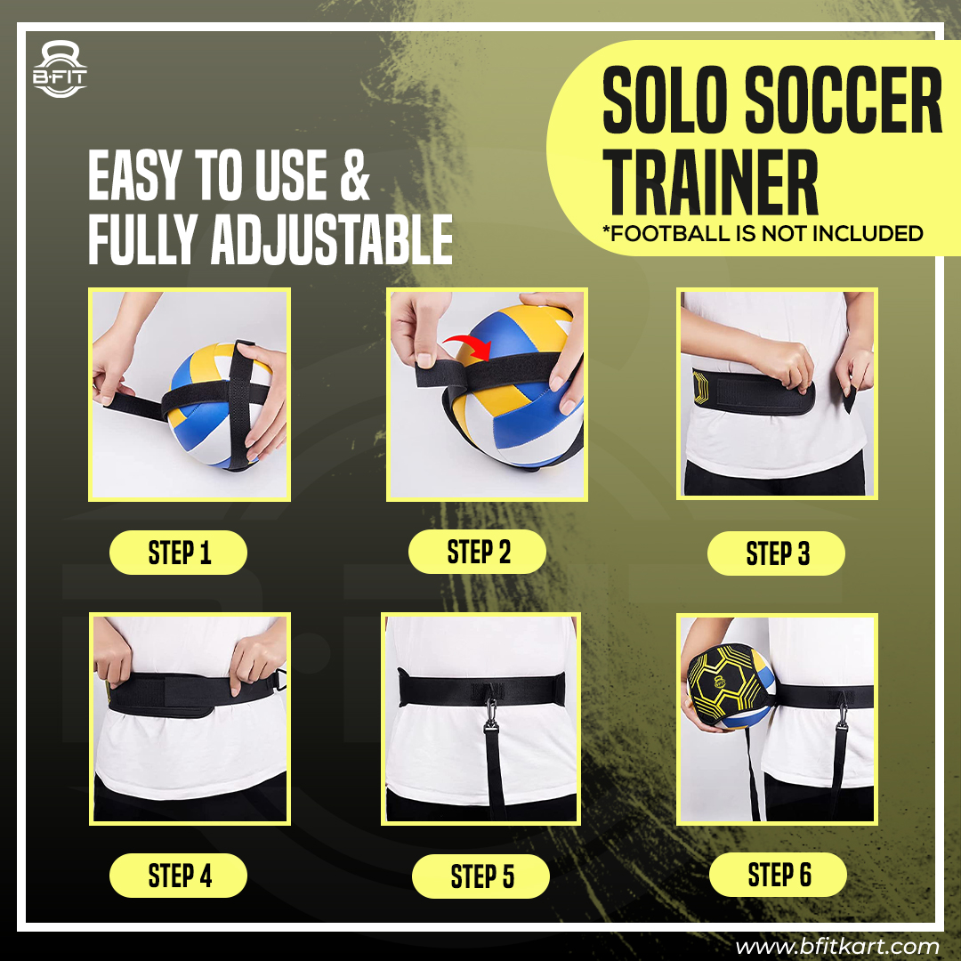 B Fit Soccer Football Training Belt Football Kick Trainer Soccer Training Aids Hands-Free Adjustable Solo Soccer Trainer