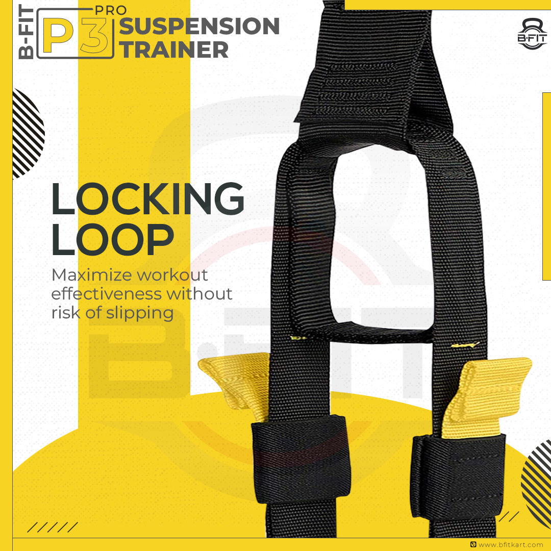 B Fit All-in-One Suspension Trainer - P3 Pro- Home-Gym System Kit with Additional Mount Anchor Bracket