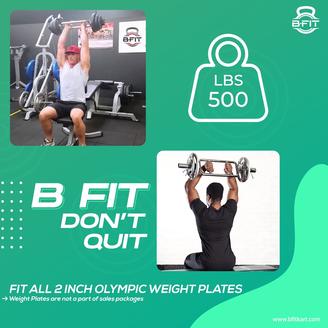 B fit Tricep Curl bar Olympic Size 50 MM Collar Pair included