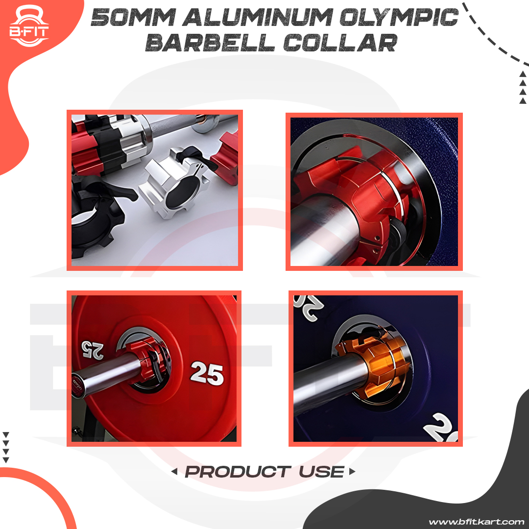 B Fit 2 50 MM Olympic Barbell Clamps Aluminum 2 PCS Quick Release Barbell Locking Clamps Bar Weight Plates Collar