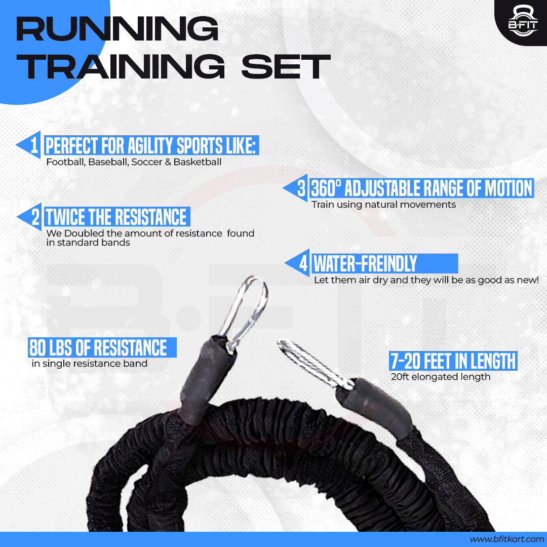 B FIT Resistance Bungee Band Running Training Bungee Workout Band Speed Strength Basketball and Football Equipment for Improving Strength Power and Agility