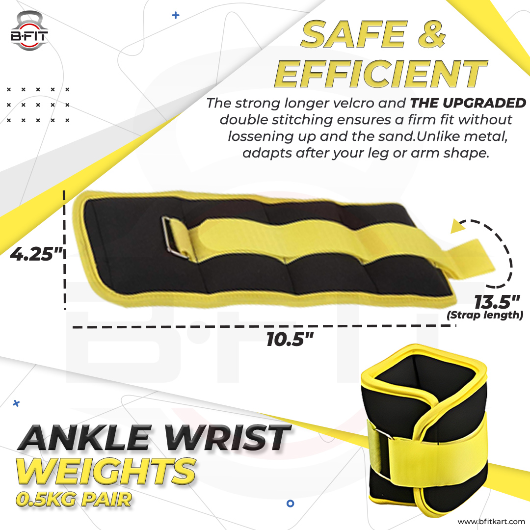 Ankle Wrist Weights 1 Pair 05 -15 Kg Each with Fully Adjustable Strap for Arm Hand Leg - Best for Walking Jogging Gymnastics Aerobics