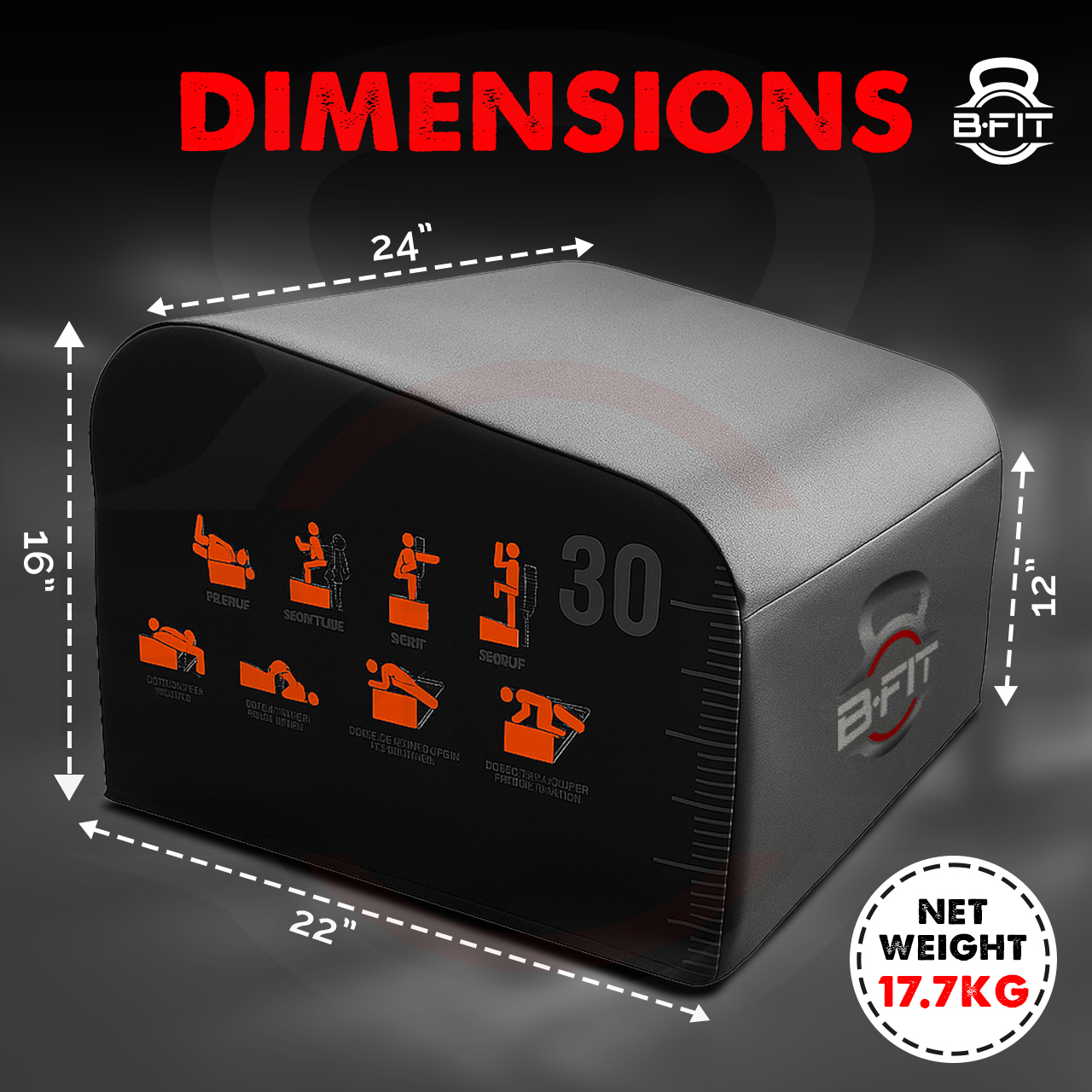 B Fit Hip Thrust Bench Multi-Functional Workout Box with Non-Slip Pad for Hip Thrust Glute Bridge Strength Training 700LB Load Capacity Glute Workout Equipment for Home and Gym