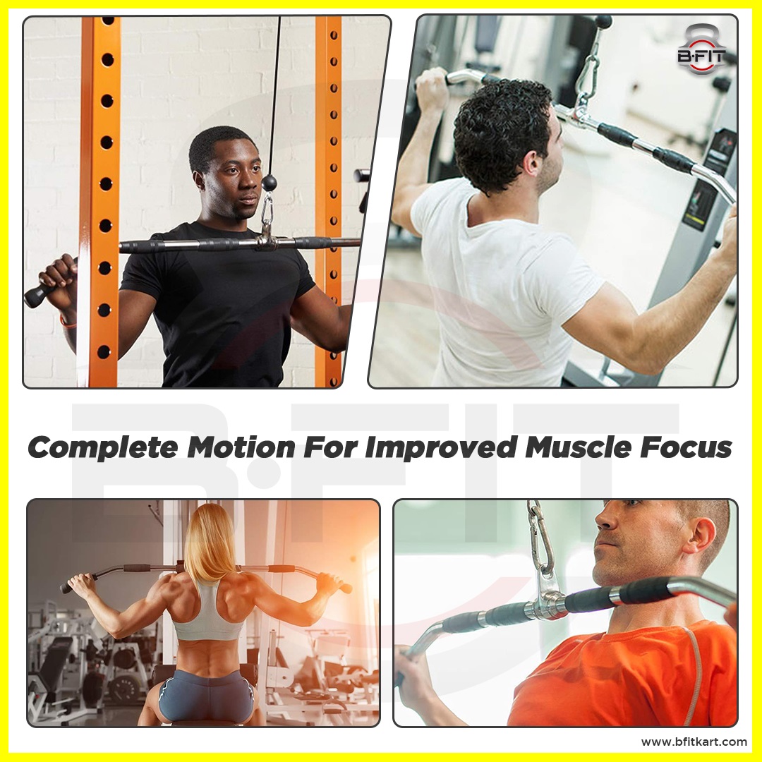 B fit Solid Steel Pro-Grip Lat Bar 48 Inch