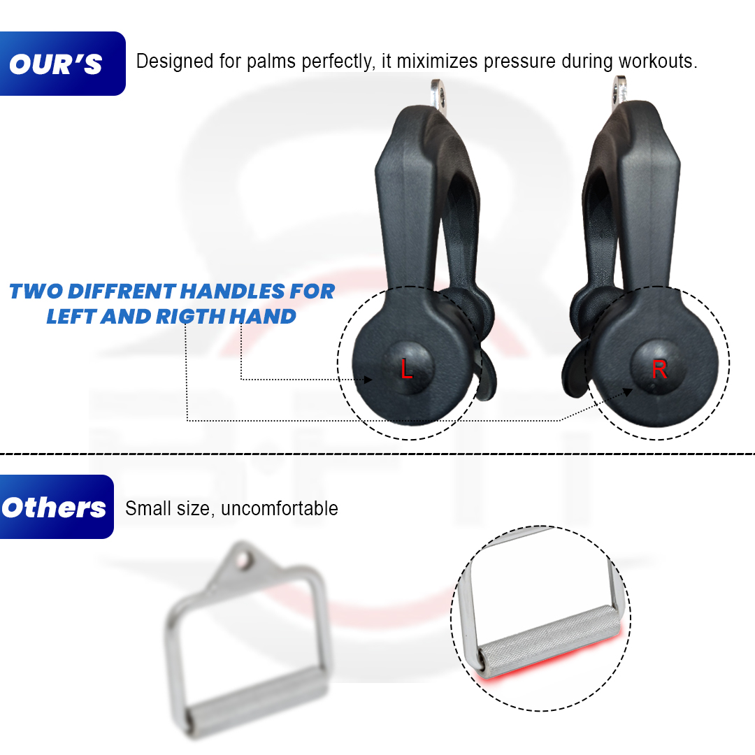 B Fit Ergonomic Non-Slip D Handle Cable AttachmentPair Cable Machine Handles for LAT Pulldown Gym Handles for Cables