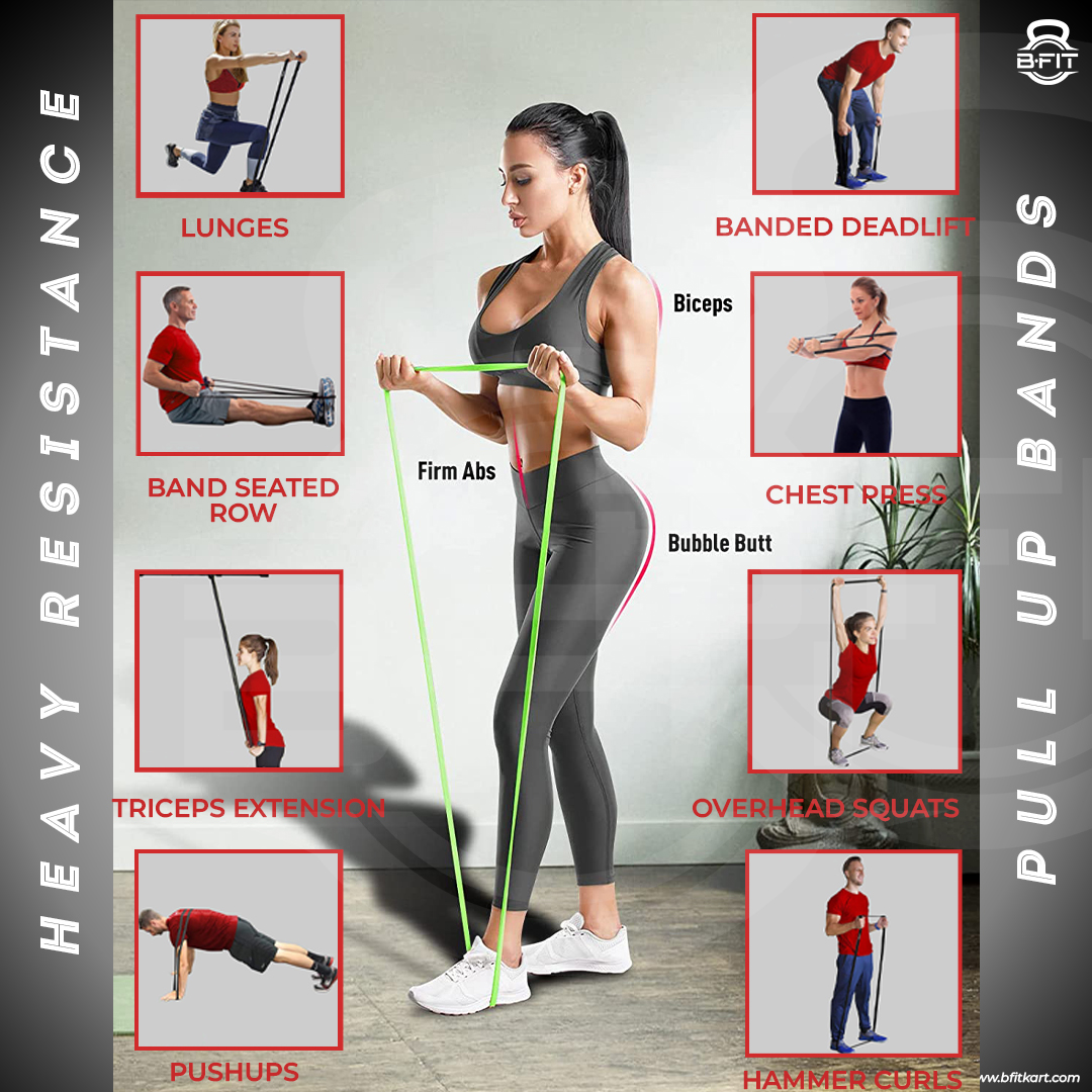 B FIT Super Heavy Pull Up Assist Bands - Heavy Duty Resistance Band Mobility Powerlifting Exercise Bands Stretching Resistance Training Red 15-35 lbs