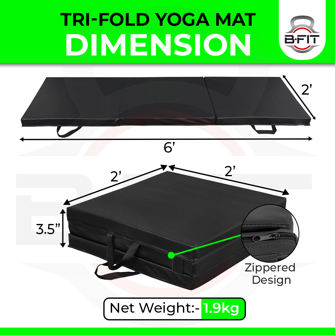 B Fit All Purpose Folding Anti Tear Exercise Training Aerobic Fitness Gym Gymnastics Balance Tri-foldMat
