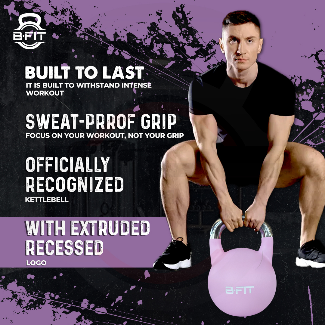 B Fit Matte Finish Competition Kettlebell 8 Kg Weight Workout Gym Equipment and Strength training sets for Women and Men for Home Gym - Suitable for Repetition Workouts