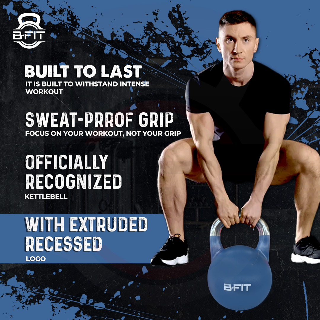 B Fit Matte Finish Competition Kettlebell 10 Kg Weight Workout Gym Equipment and Strength training sets for Women and Men for Home Gym - Suitable for Repetition Workouts