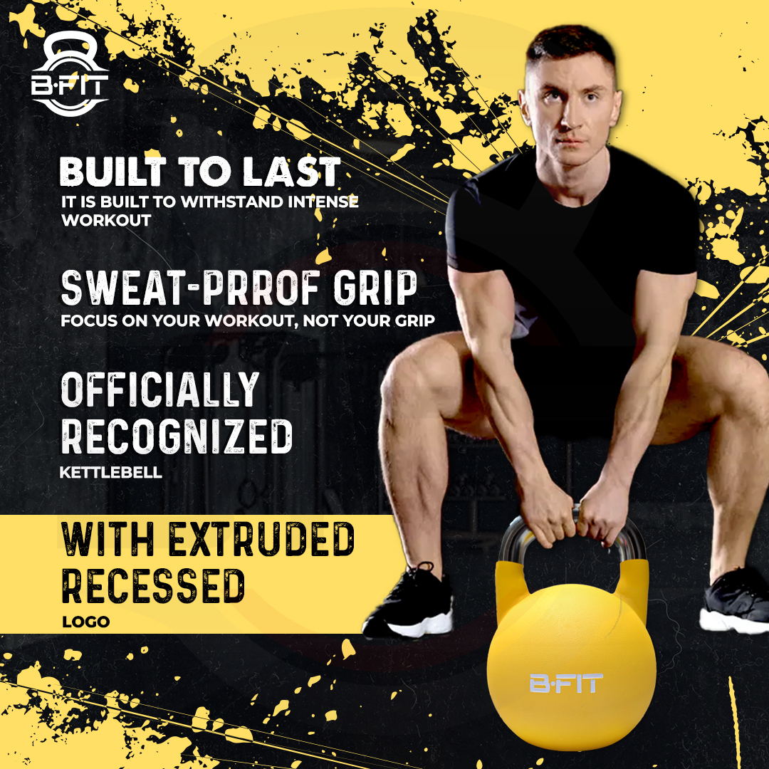 B Fit Matte Finish Competition Kettlebell 16 Kg Weight Workout Gym Equipment and Strength training sets for Women and Men for Home Gym - Suitable for Repetition Workouts