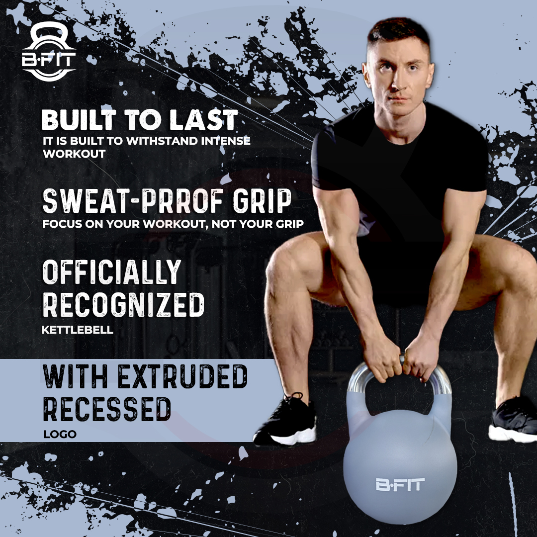B Fit Matte Finish Competition Kettlebell 20 Kg Weight Workout Gym Equipment and Strength training sets for Women and Men for Home Gym - Suitable for Repetition Workouts