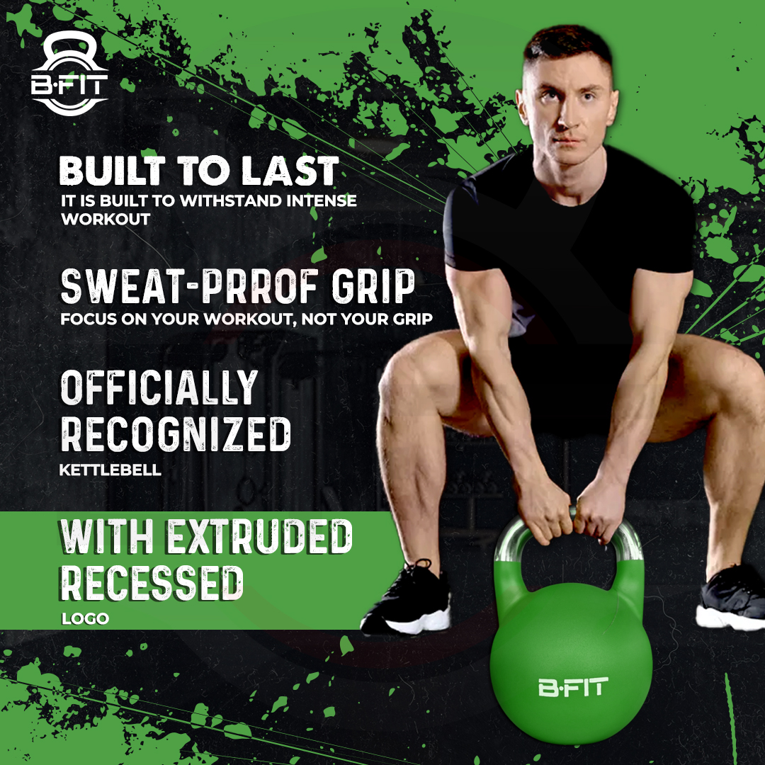 B Fit Matte Finish Competition Kettlebell 28 Kg Weight Workout Gym Equipment and Strength training sets for Women and Men for Home Gym - Suitable for Repetition Workouts