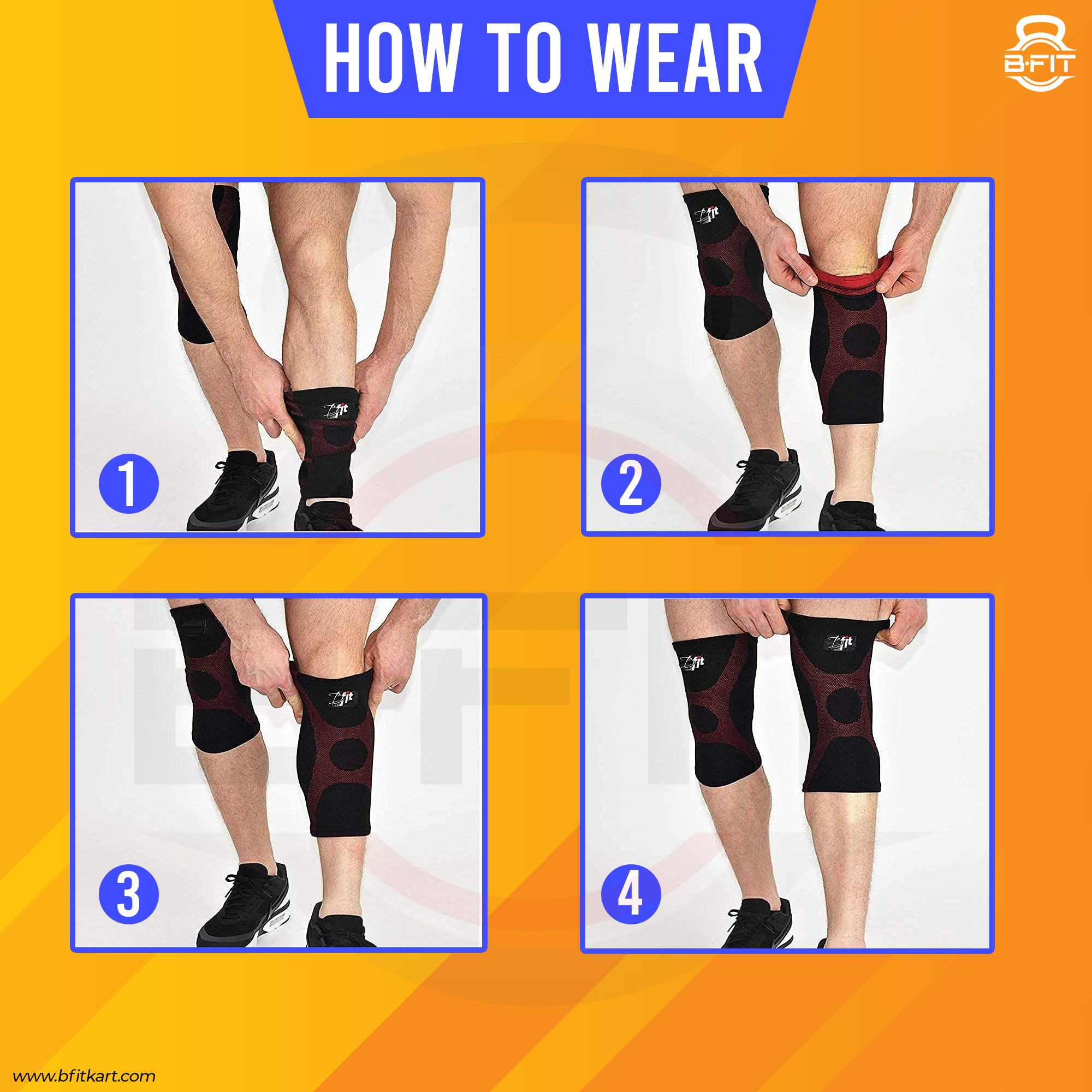 B Fit Knee Compression Sleeve One Pair Size Medium - Best Knee Brace for Men Women Knee Support for Running Basketball Weightlifting Gym Workout Sports