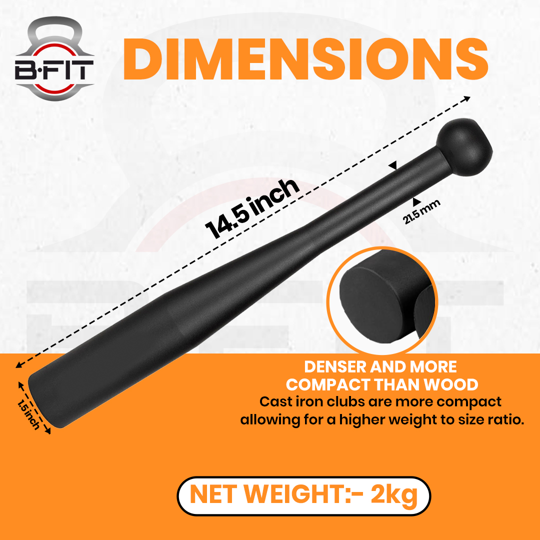 B Fit Club Bell Steel Bar 2 Kg Strength Training Rehabilitation Stretching Conditioning and Rotational Training