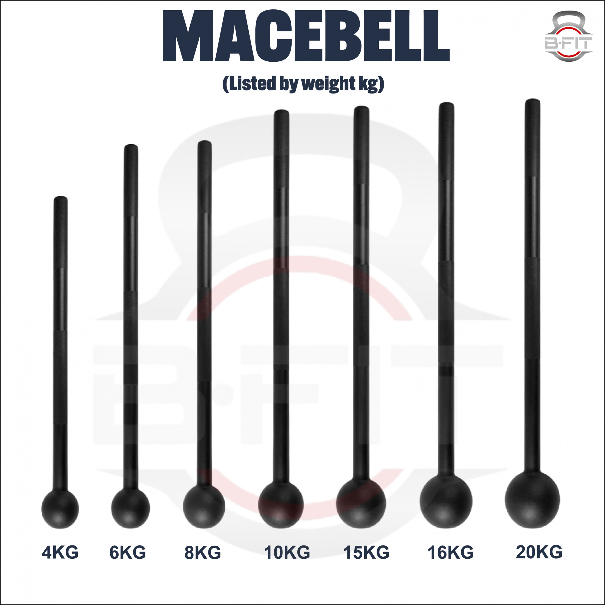 B Fit Steel 10 Kg Mac Bell for Strength Training Support Full Body Muscles Shoulder Grips Forearms Workouts Stretching