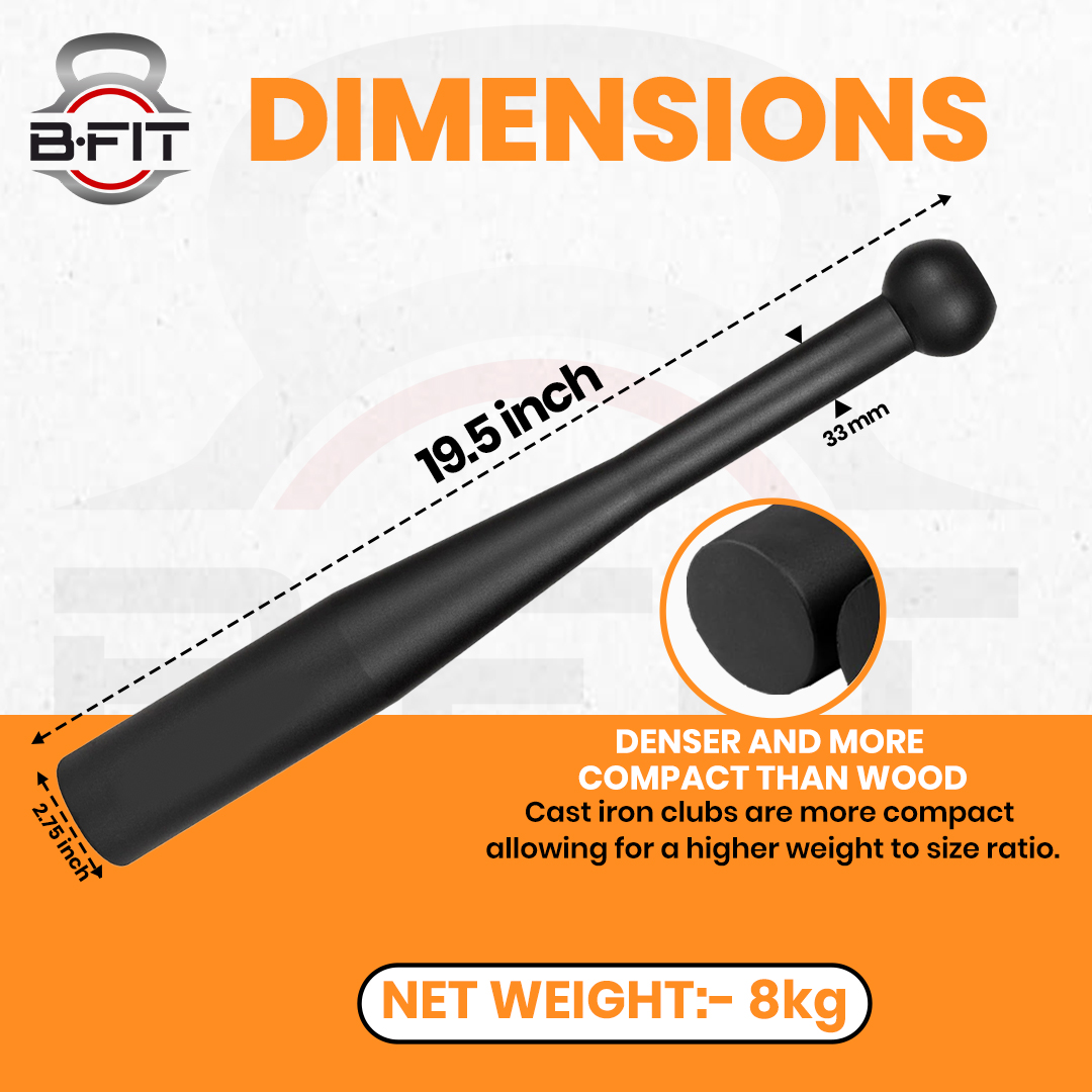 B Fit Club Bell Steel Bar 8 Kg Strength Training Rehabilitation Stretching Conditioning and Rotational Training