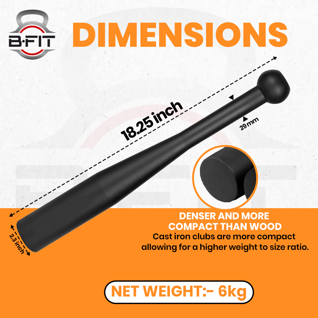 B Fit Club Bell Steel Bar 6 Kg Strength Training Rehabilitation Stretching Conditioning and Rotational Training