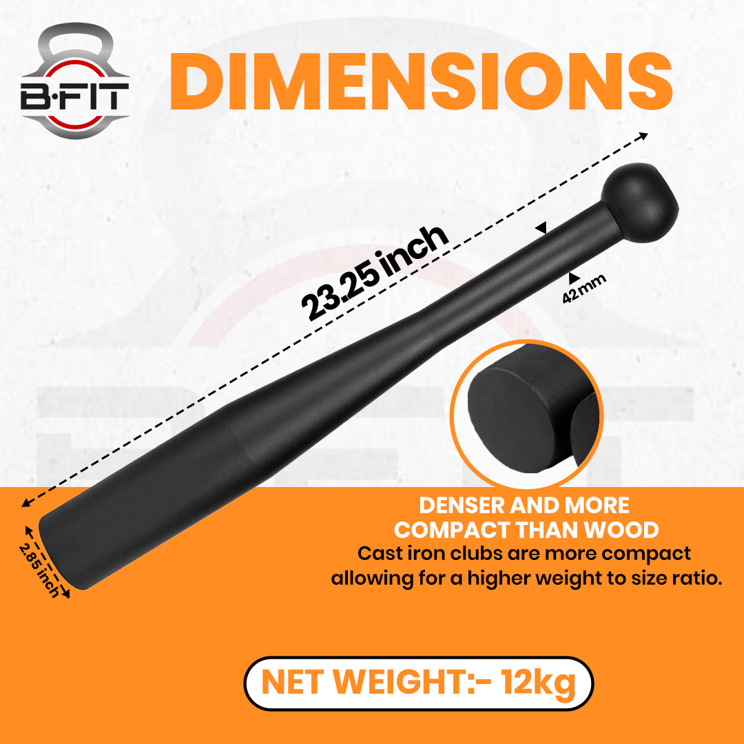 B Fit Club Bell Steel Bar 12 Kg Strength Training Rehabilitation Stretching Conditioning and Rotational Training