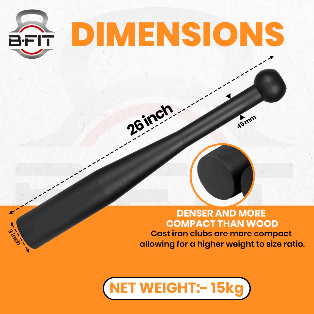 B Fit Club Bell Steel Bar 15 Kg Strength Training Rehabilitation Stretching Conditioning and Rotational Training