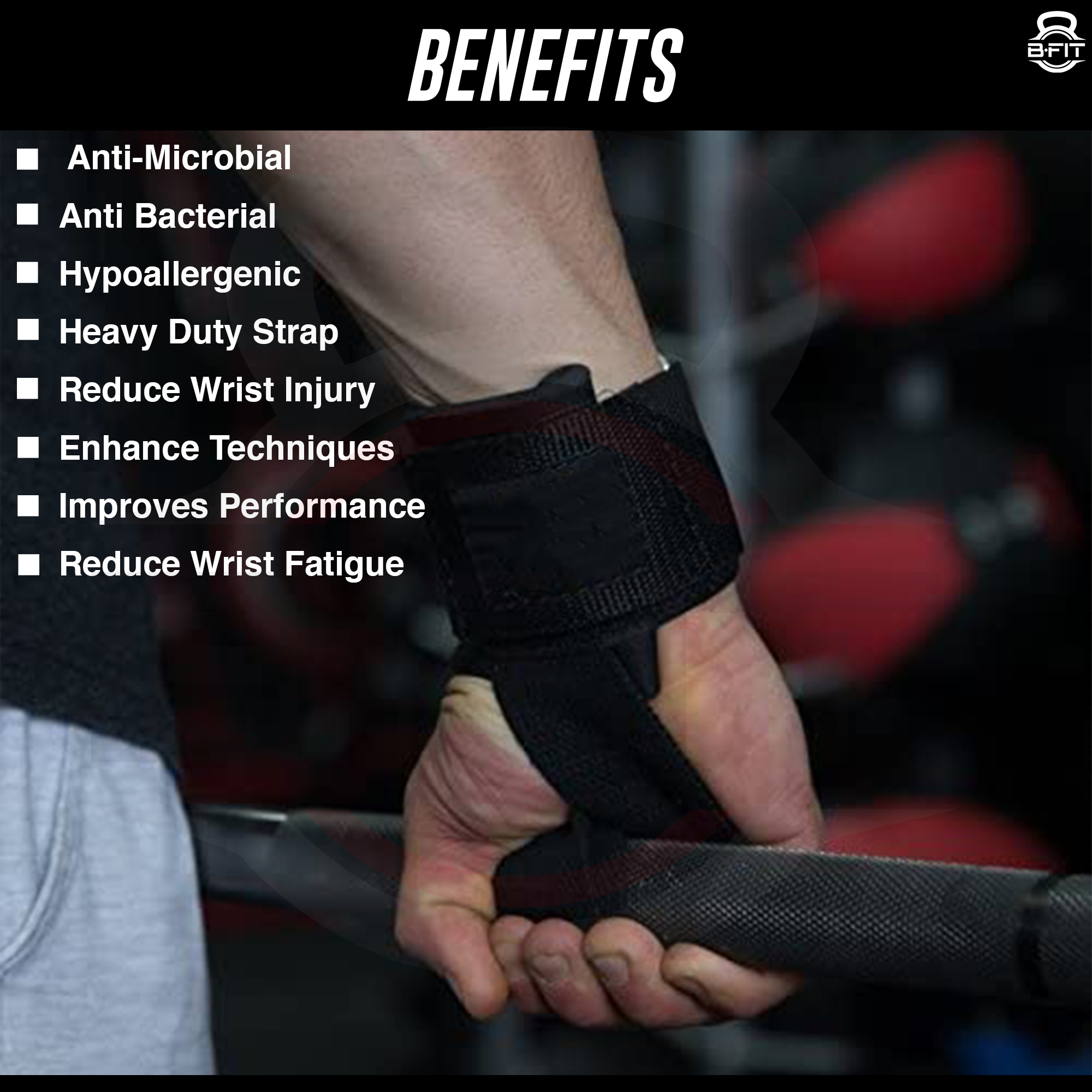 B FIT Weight Lifting Wrist Straps Gym Strap Weight Lifting Training Wrist Support Wraps Gym Equipment and Support for Cross fit Strength Workout and Power-Lifting