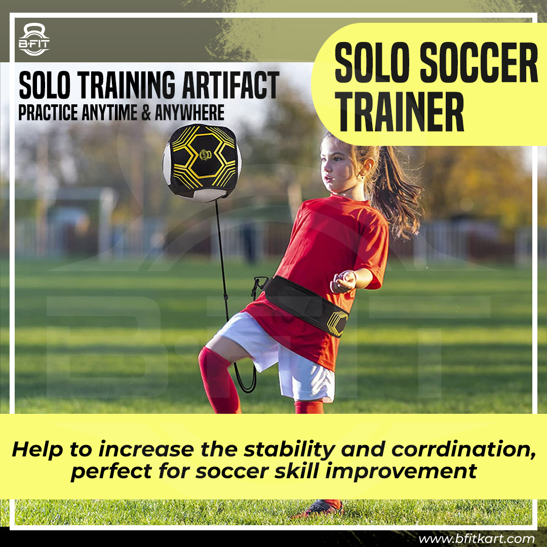 B Fit Soccer Football Training Belt Football Kick Trainer Soccer Training Aids Hands-Free Adjustable Solo Soccer Trainer
